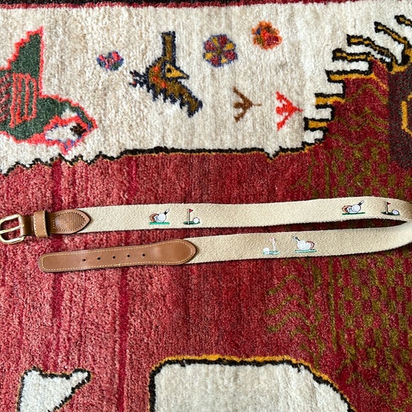 Zep-pro Golf weave belt with tan leather and brass hardware. Made in USA size 38 - Picture 1 of 7